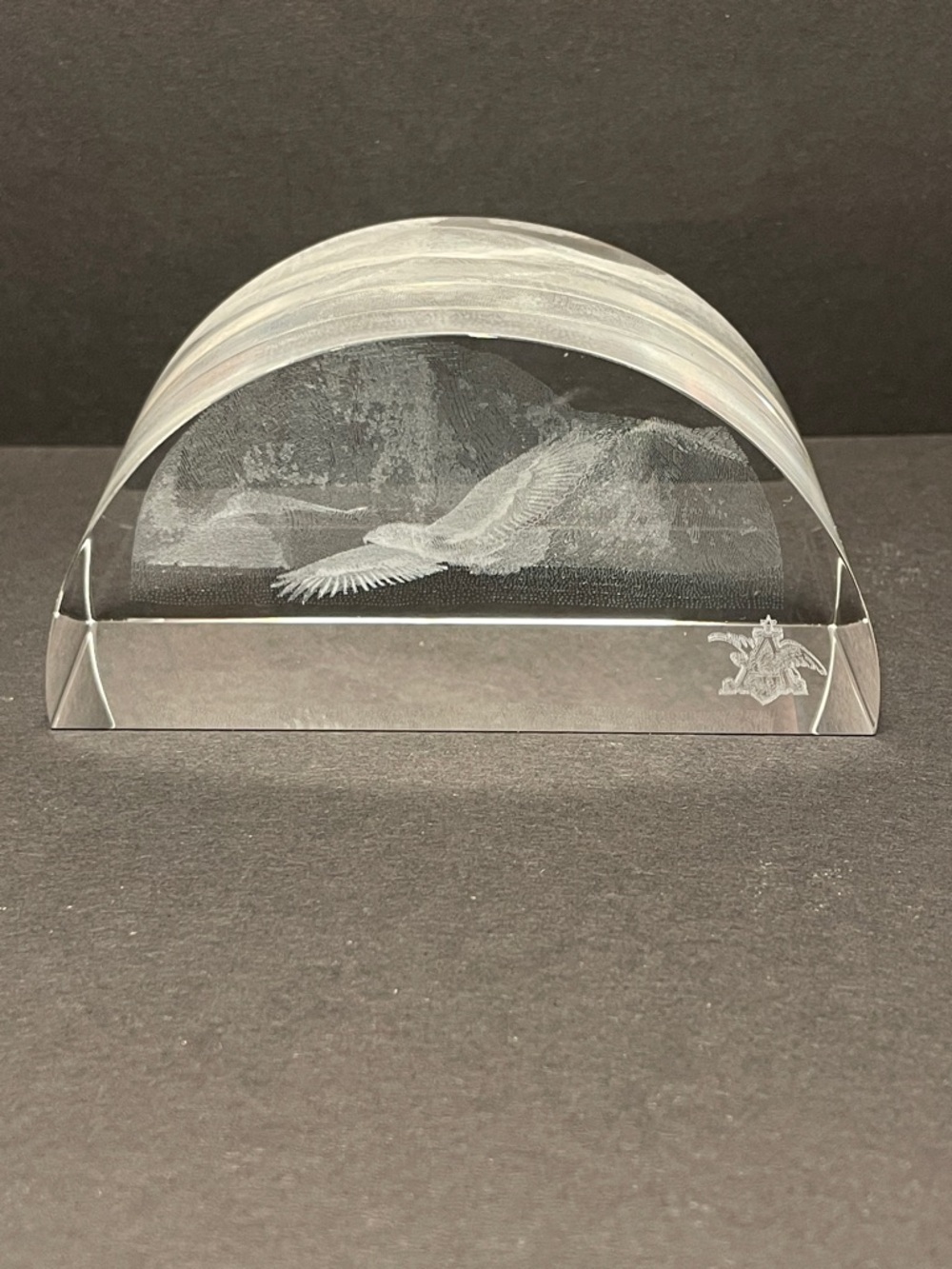 Anheuser-Busch 3-D Etched Soaring Eagle Crystal Paperweight - Clear